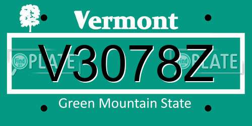 V3078Z Vermont License Plate