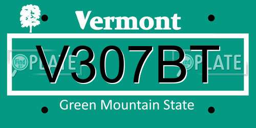 V307BT Vermont License Plate