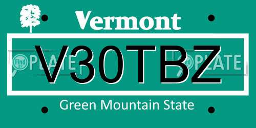 V30TBZ Vermont License Plate