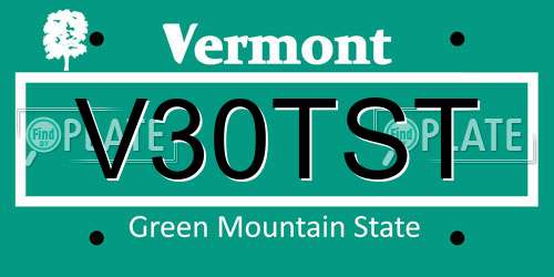 V30TST Vermont License Plate