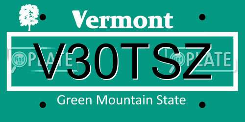 V30TSZ Vermont License Plate