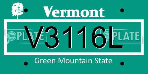 V3116L Vermont License Plate
