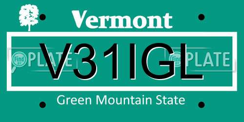 V31IGL Vermont License Plate