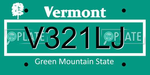 V321LJ Vermont License Plate