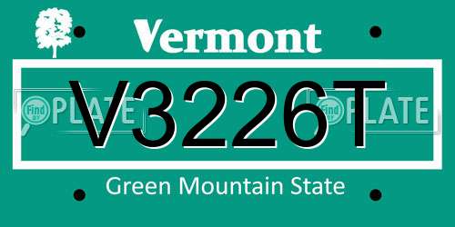 V3226T Vermont License Plate