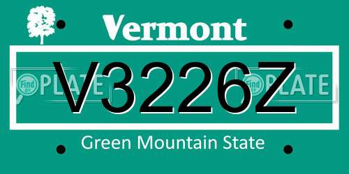 V3226Z Vermont License Plate