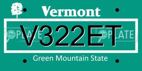 V322ET Vermont License Plate