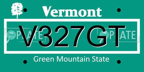 V327GT Vermont License Plate