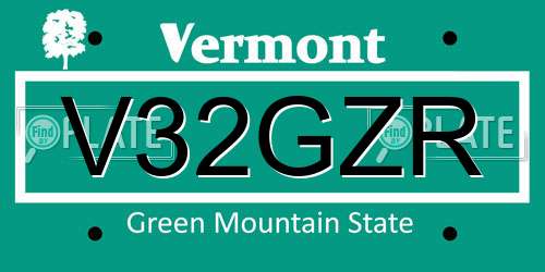 V32GZR Vermont License Plate