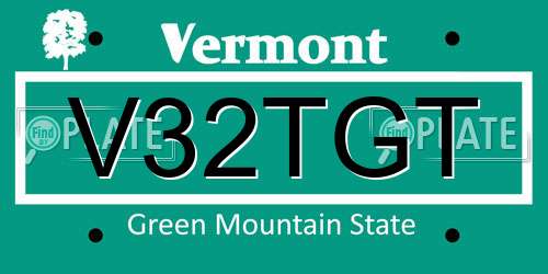 V32TGT Vermont License Plate