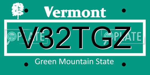 V32TGZ Vermont License Plate