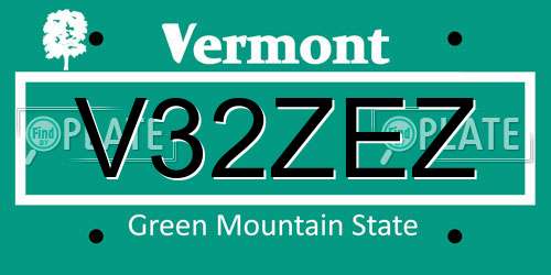 V32ZEZ Vermont License Plate