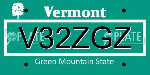 V32ZGZ Vermont License Plate