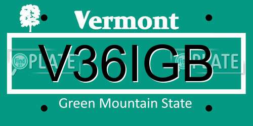 V36IGB Vermont License Plate