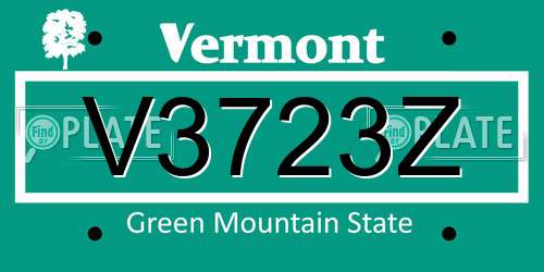 V3723Z Vermont License Plate