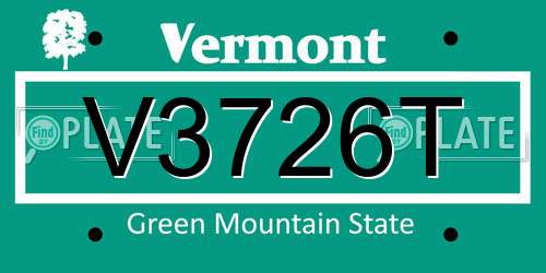V3726T Vermont License Plate