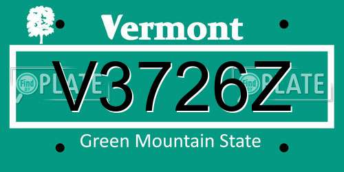 V3726Z Vermont License Plate