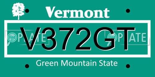 V372GT Vermont License Plate