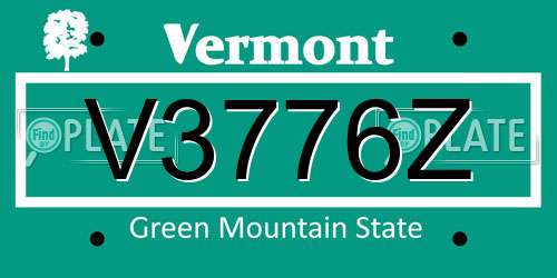 V3776Z Vermont License Plate