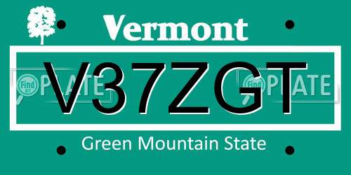 V37ZGT Vermont License Plate