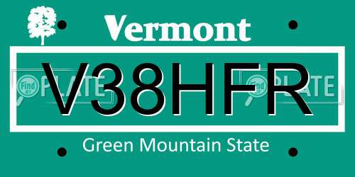 V38HFR Vermont License Plate