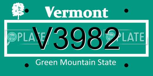 V3982 Vermont License Plate