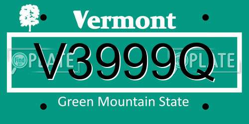 V3999Q Vermont License Plate