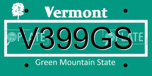 V399GS Vermont License Plate