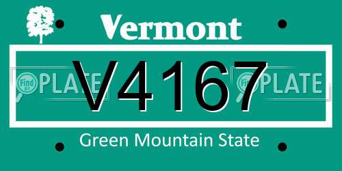 V4167 Vermont License Plate
