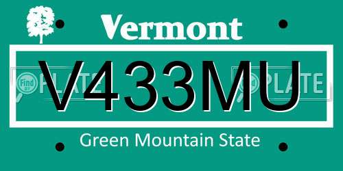 V433MU Vermont License Plate