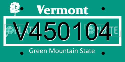 V450104 Vermont License Plate