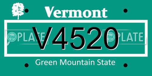 V4520 Vermont License Plate