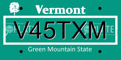 V45TXM Vermont License Plate