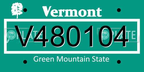 V480104 Vermont License Plate