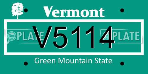 V5114 Vermont License Plate