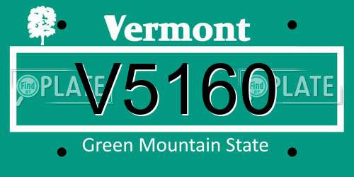 V5160 Vermont License Plate
