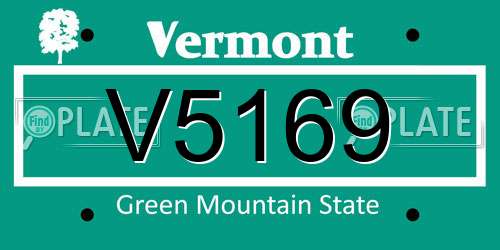 V5169 Vermont License Plate