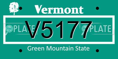 V5177 Vermont License Plate