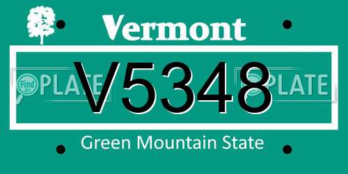 V5348 Vermont License Plate