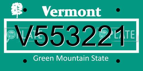 V553221 Vermont License Plate