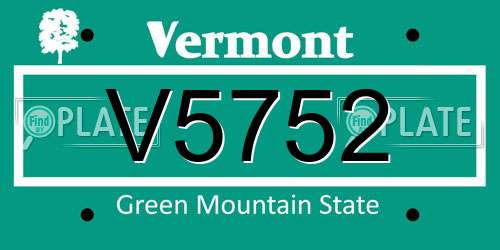 V5752 Vermont License Plate