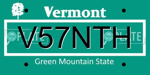 V57NTH Vermont License Plate
