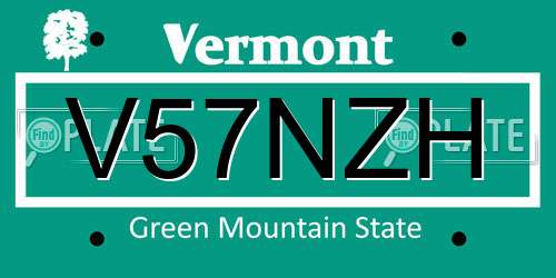 V57NZH Vermont License Plate
