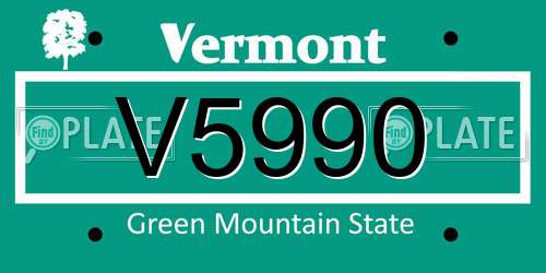 V5990 Vermont License Plate