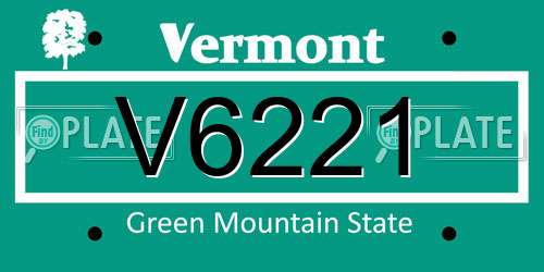 V6221 Vermont License Plate