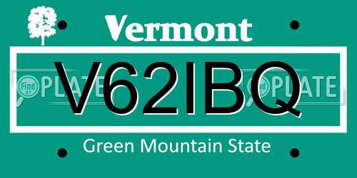 V62IBQ Vermont License Plate