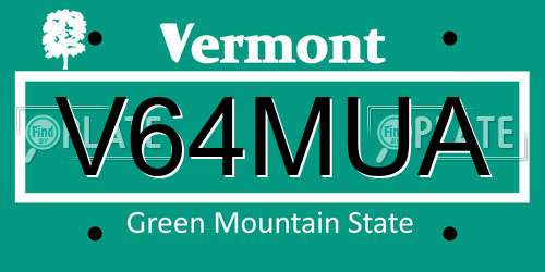 V64MUA Vermont License Plate
