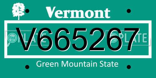 V665267 Vermont License Plate