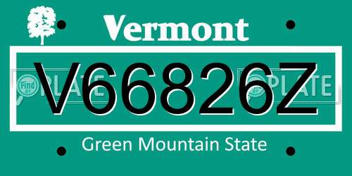 V66826Z Vermont License Plate