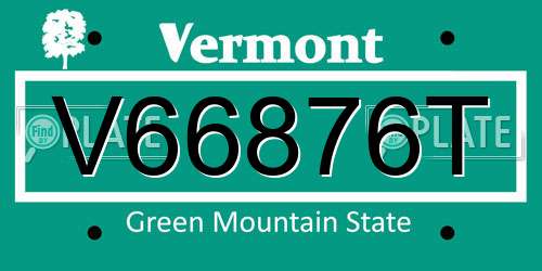 V66876T Vermont License Plate